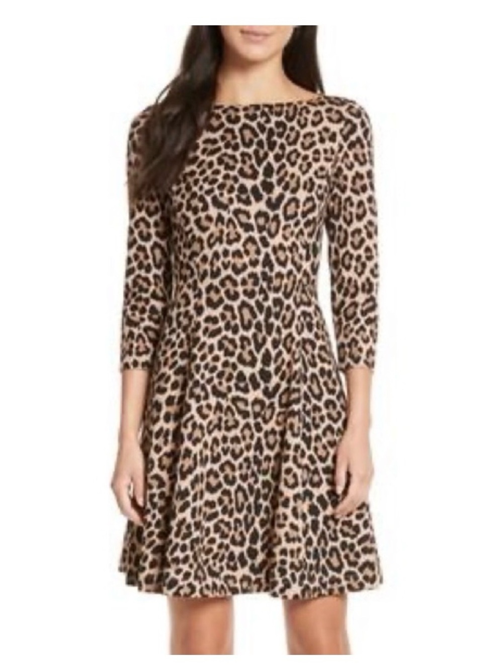 kate spade Leopard Print Fit-and-Flare Dress in Tan and Black